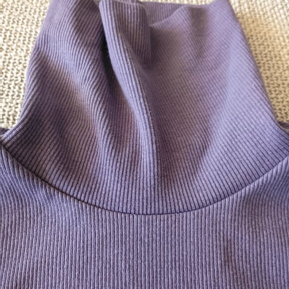 Zara Purple Turtleneck sleeveless Top ribbed cotton Size M - Picture 2 of 6